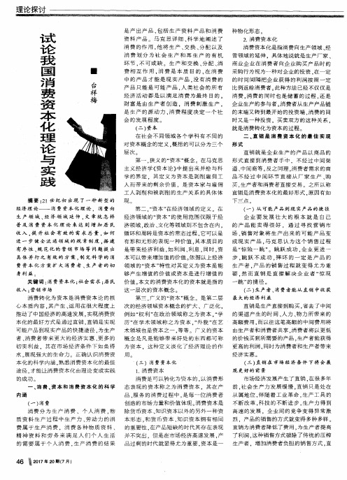 试论我国消费资本化理论与实践