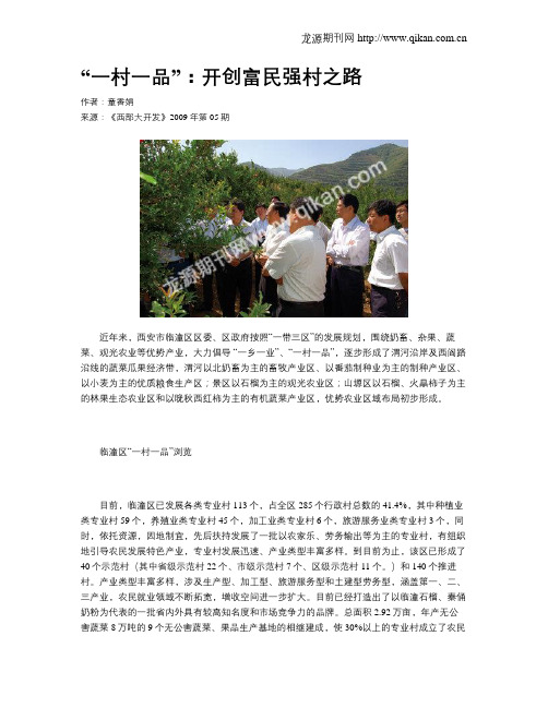 “一村一品”：开创富民强村之路