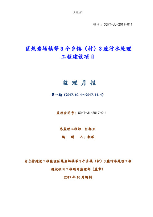 污水处理厂监理月报