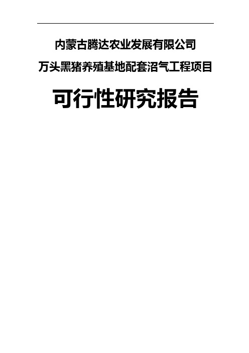 万头黑猪养殖基地配套沼气工程项目可行研究报告-104页文档资料