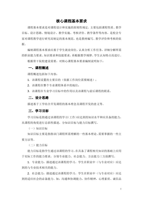 专业核心课程建设标准