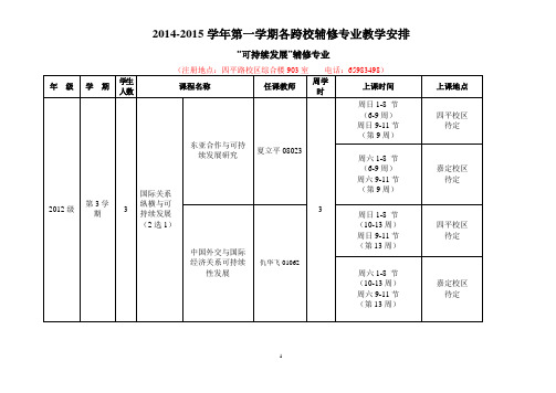 同济大学2014跨校辅修专业