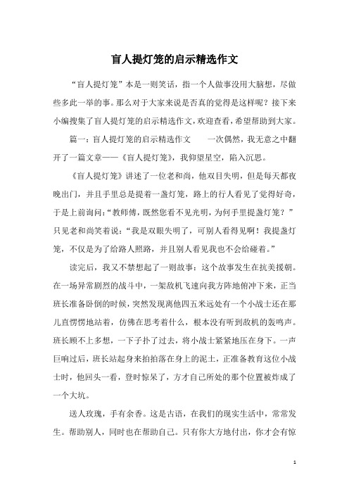 盲人提灯笼的启示精选作文