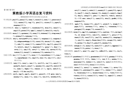 【资料】2020年冀教版六年级英语总复习资料