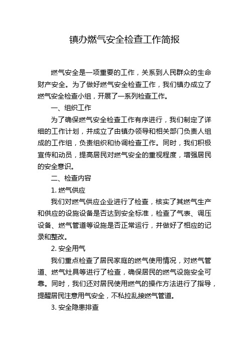 镇办燃气安全检查工作简报