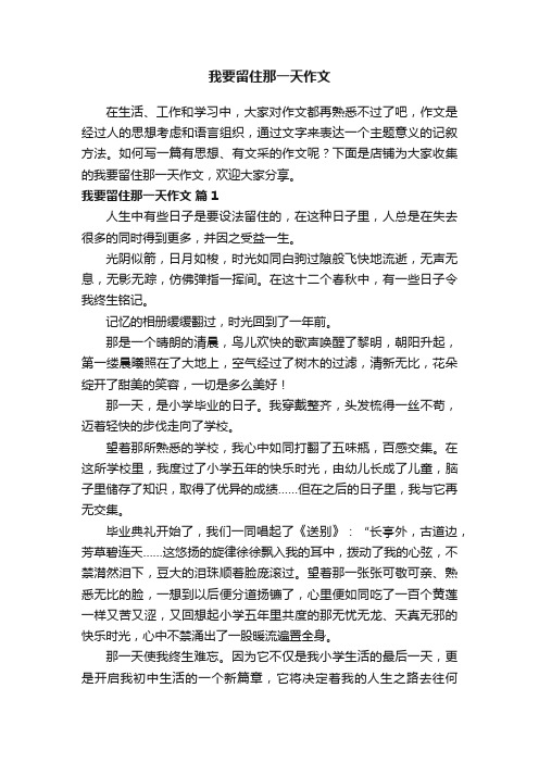 我要留住那一天作文