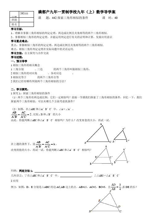 《.2探索三角形相似的条件》优秀教案