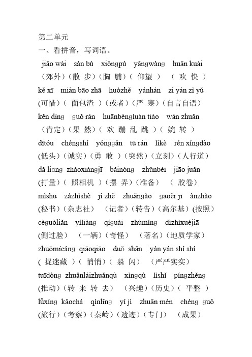 第二单元看拼音写词语