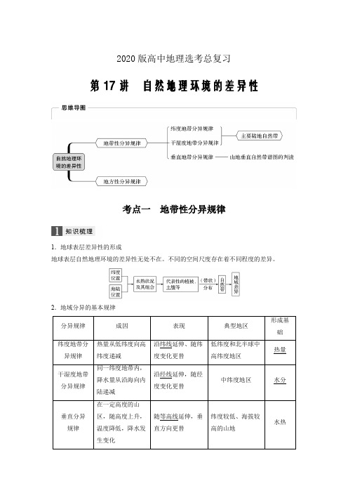 2020版(浙江)高中地理选考总复习第四章第17讲自然地理环境的差异性