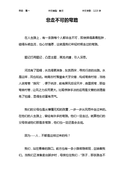 非走不可的弯路作文【高中高一1200字】