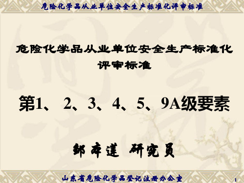 危险化学品安全生产标准化1 2 3 4 5 6 9要素