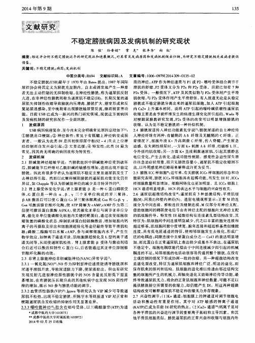 不稳定膀胱病因及发病机制的研究现状