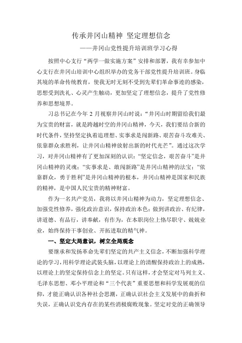 学习井冈山精神 坚定理想信念