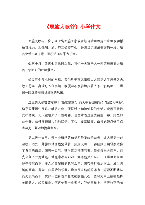 《恩施大峡谷》小学作文