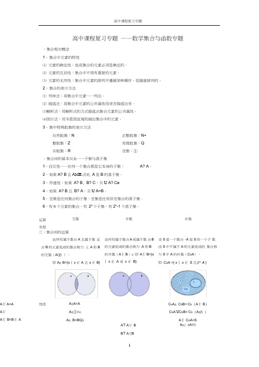 (完整)高一数学集合与函数知识点总结,推荐文档