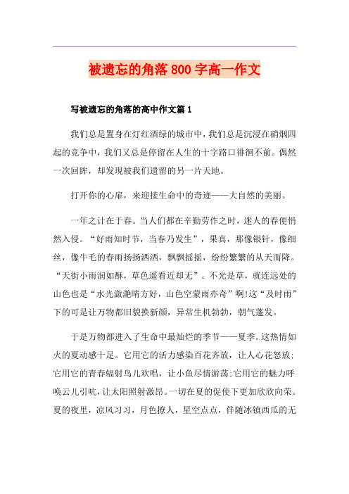 被遗忘的角落800字高一作文