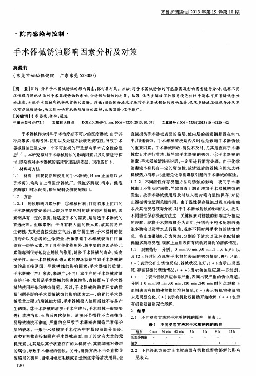 手术器械锈蚀影响因素分析及对策