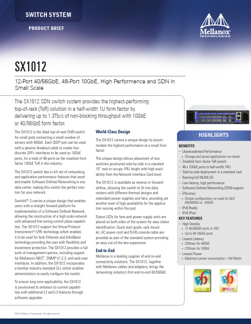 Mellanox SX1012 ToR 交换机产品介绍说明书