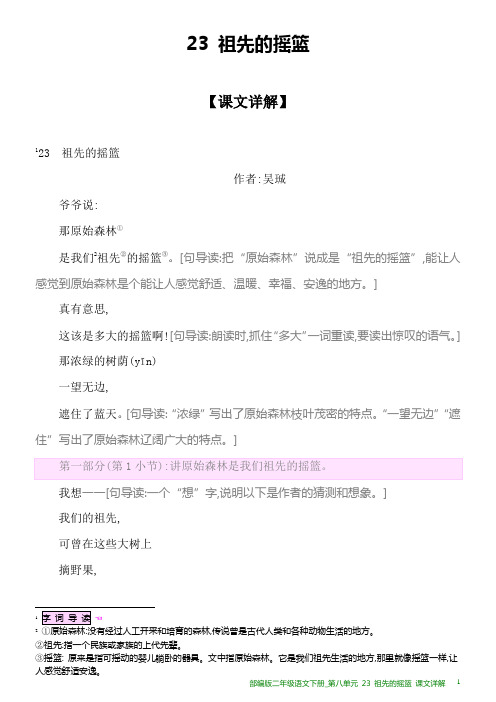 部编版二年级语文下册课文详解_第八单元 23 祖先的摇篮