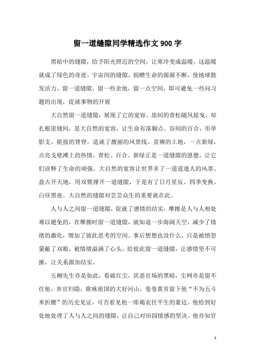 留一道缝隙同学精选作文900字