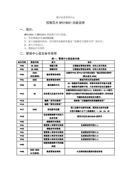 管理中心芯片BPC18G51功能说明