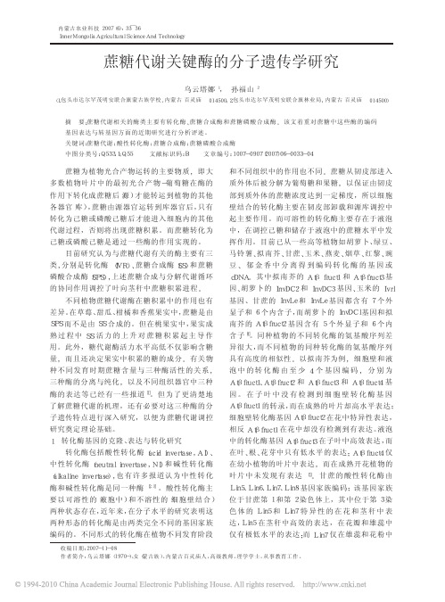 蔗糖代谢关键酶的分子遗传学研究