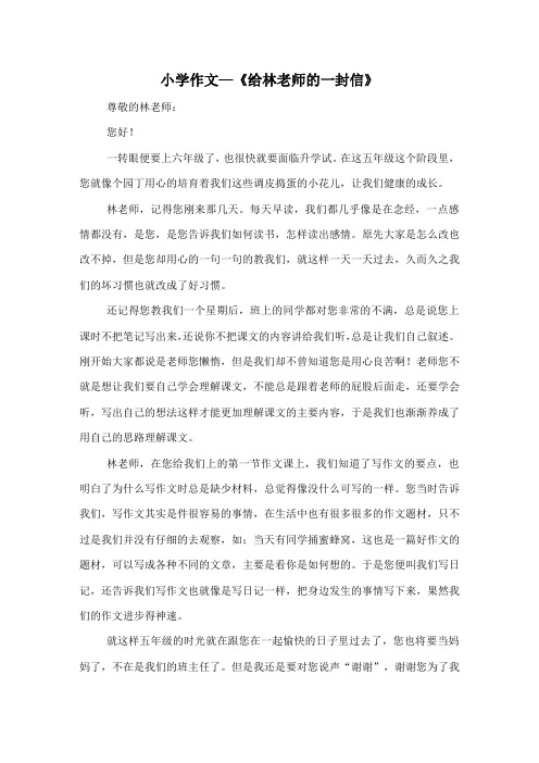 作文《给林老师的一封信》