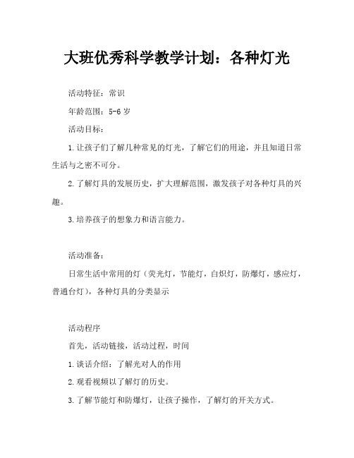 大班优秀科学教案：各种各样的灯
