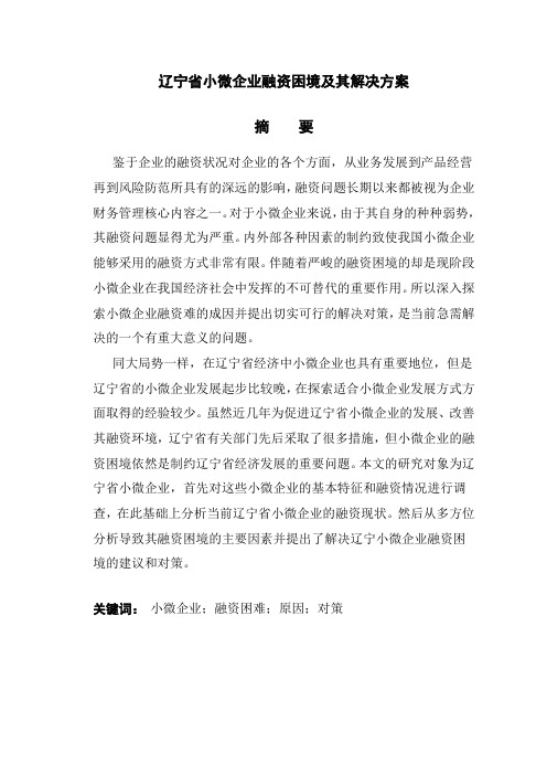 辽宁省小微企业融资困境及其解决方案