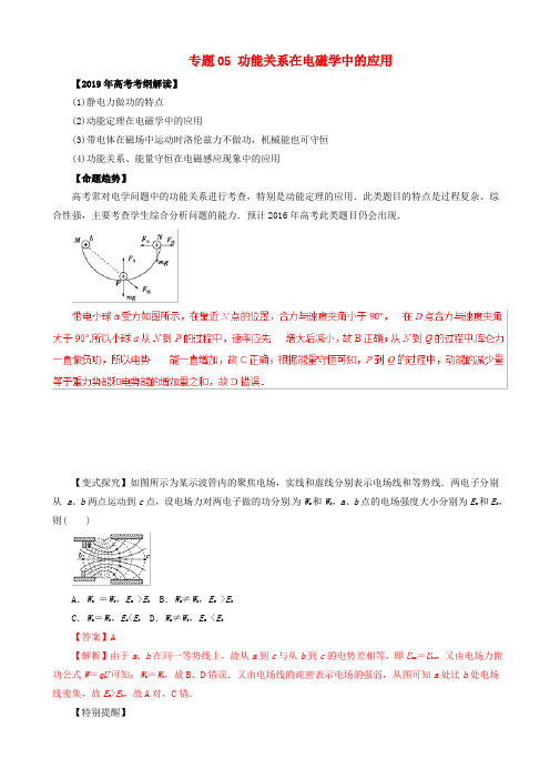 2019年高考物理考纲解读与热点难点突破专题05功能关系在电磁学中的应用教学案201902161244