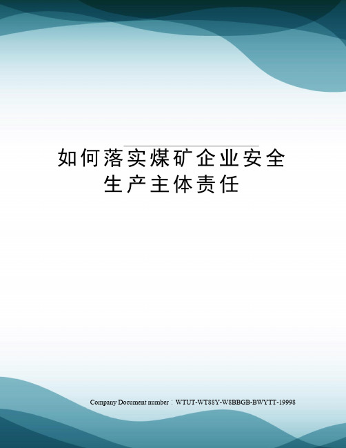 如何落实煤矿企业安全生产主体责任
