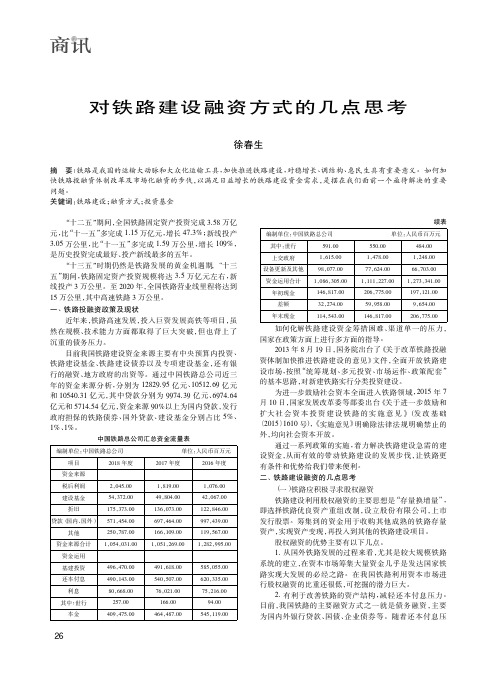 对铁路建设融资方式的几点思考