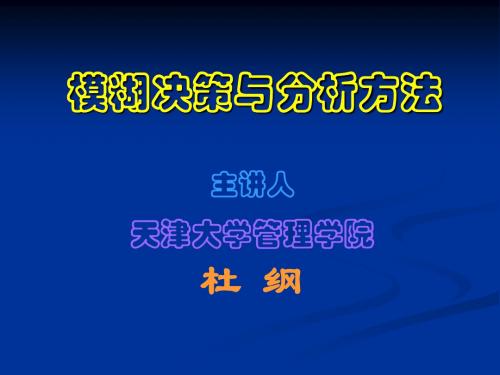 模糊决策与分析方法