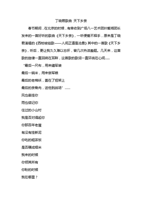 丁晓君歌曲 天下乡亲++