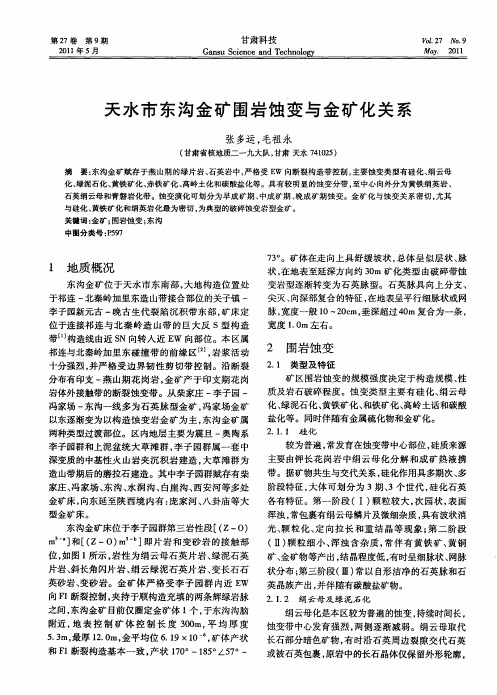天水市东沟金矿围岩蚀变与金矿化关系