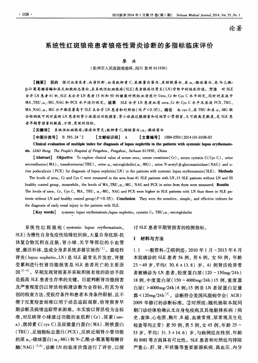 系统性红斑狼疮患者狼疮性肾炎诊断的多指标临床评价