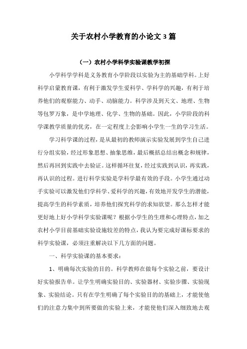 关于农村小学教育的小论文3篇