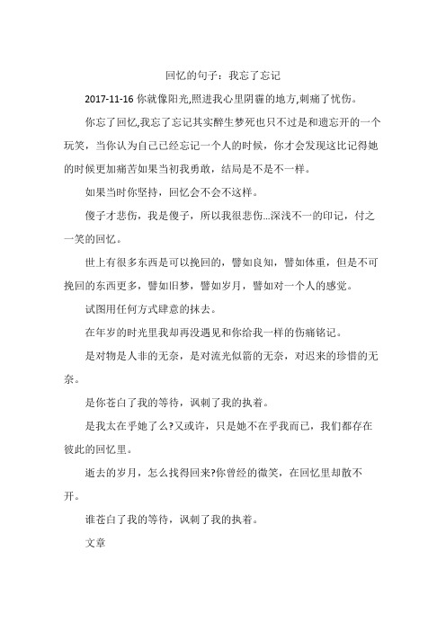 回忆的句子：我忘了忘记