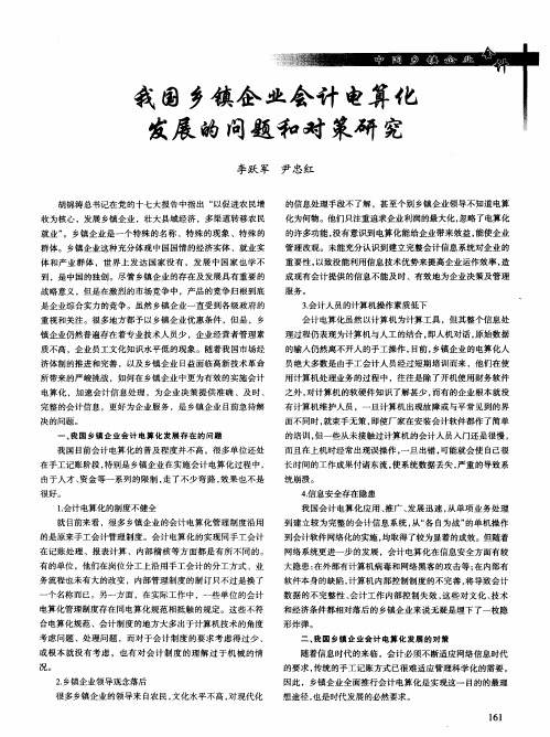 我国乡镇企业会计电算化发展的问题和对策研究