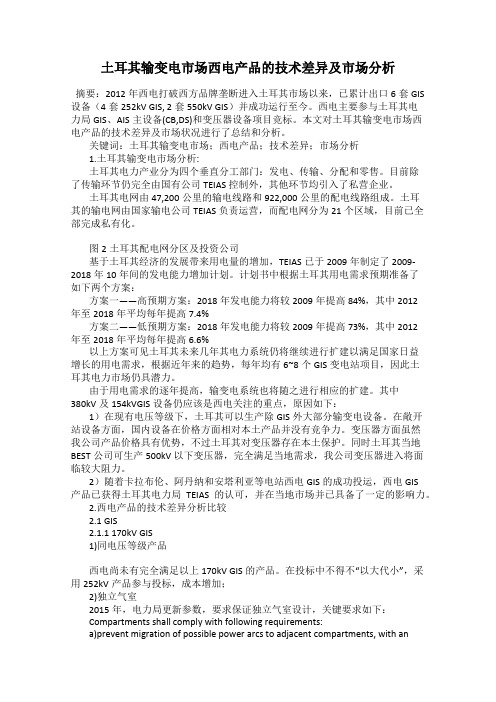 土耳其输变电市场西电产品的技术差异及市场分析