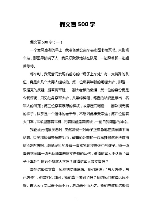 假文盲500字