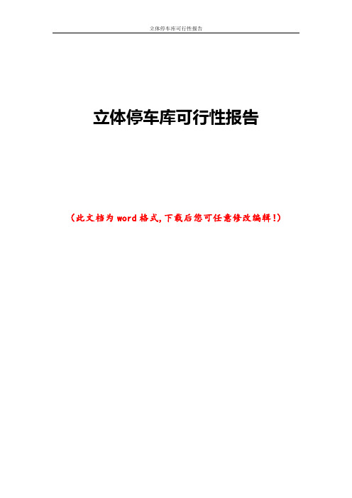 立体停车库可行性报告