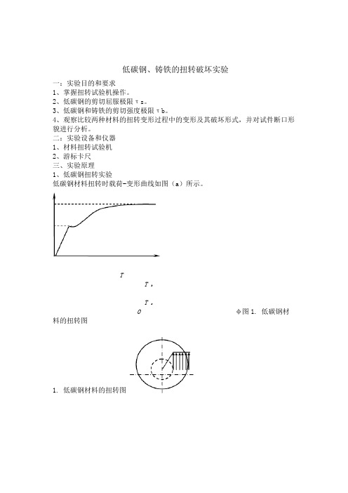 精选 低碳钢铸铁的扭转破坏实验报告