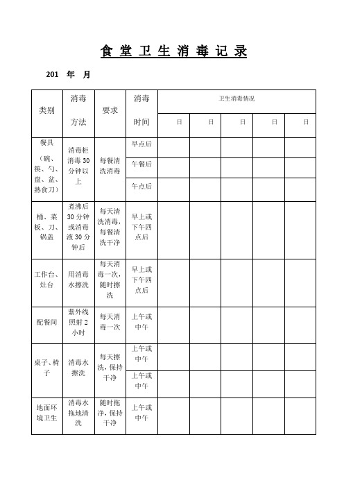 食堂卫生消毒记录