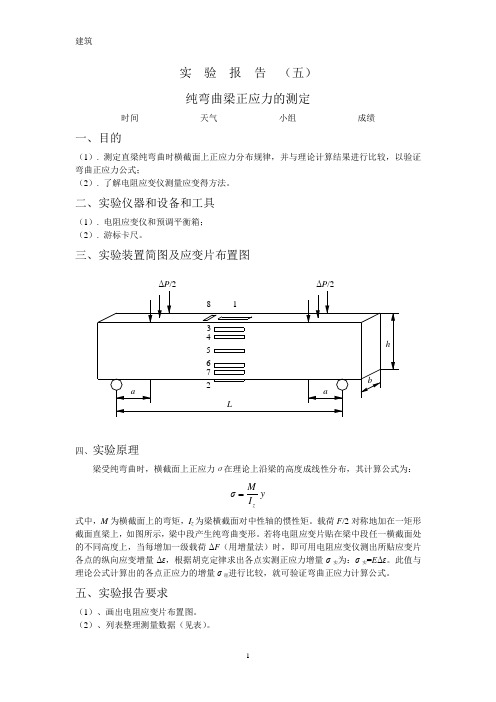 纯弯曲梁正应力的测定