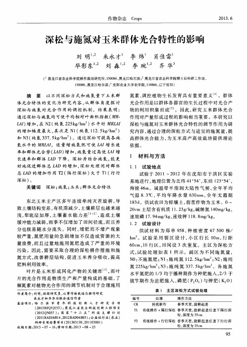 深松与施氮对玉米群体光合特性的影响