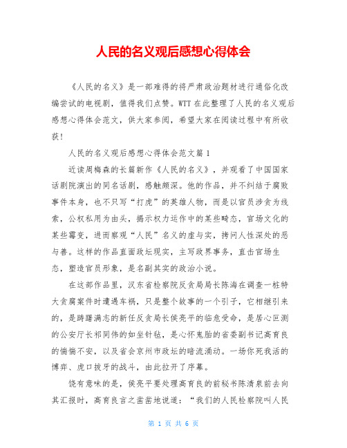 人民的名义观后感想心得体会