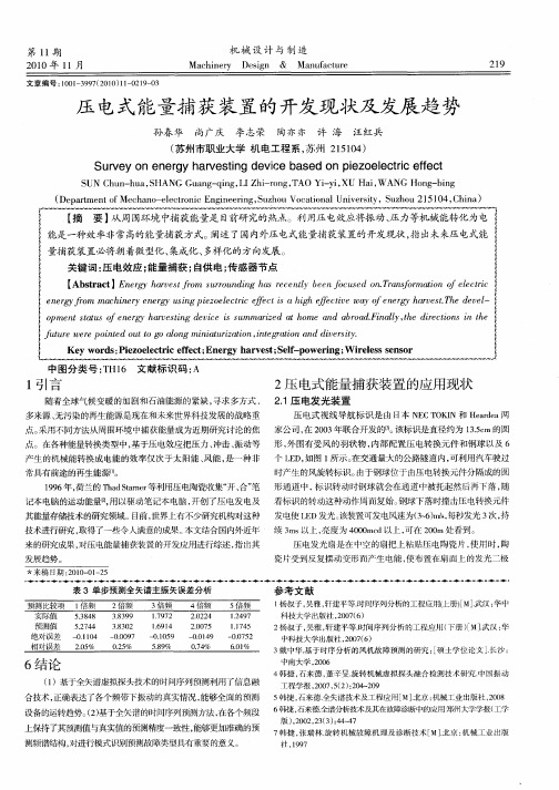 压电式能量捕获装置的开发现状及发展趋势