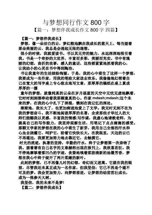 梦想作文之与梦想同行作文800字