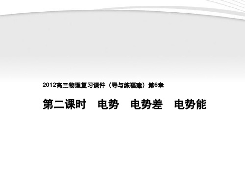 《夺冠之路》福建专用2012高三物理一轮复习 第6章第2课时 电势 电势差 电势能课件 鲁科版